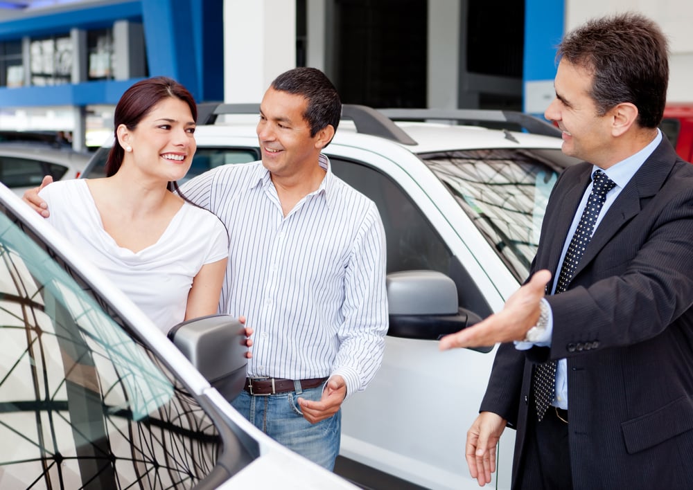 Couple at the dealership buying a new car-1