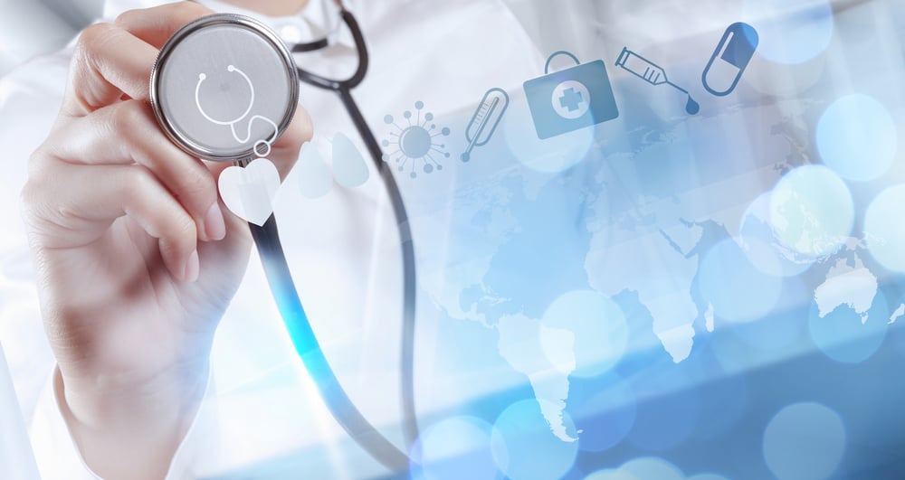 Medicine doctor hand working with modern computer interface as medical concept Medicine doctor hand working with modern computer interface as medical concept